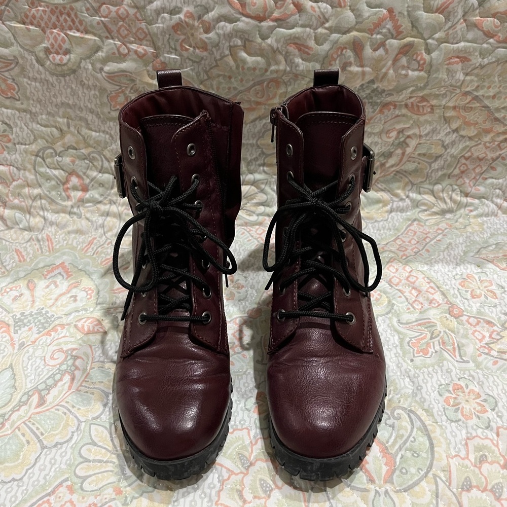 Kohl's Dark Red Combat Boots